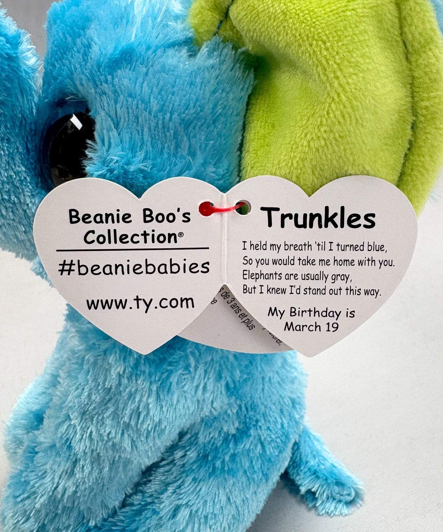 Ty Beanie Boo TRUNKLES 6" Blue Elephant Plush Toy - Multi-colored, Model T37359