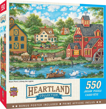 Masterpieces 550 Piece Jigsaw Puzzle For Adults, Family, Or Kids - Swan Pond - 18''X24''