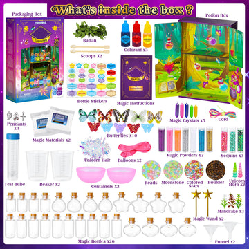 Cartell Fairy Magic Potions Kit For Kids, Upgraded 26 Diy Mixed Magic Witch Potion Bottles, Mystery Potions Craft Kit, Christmas