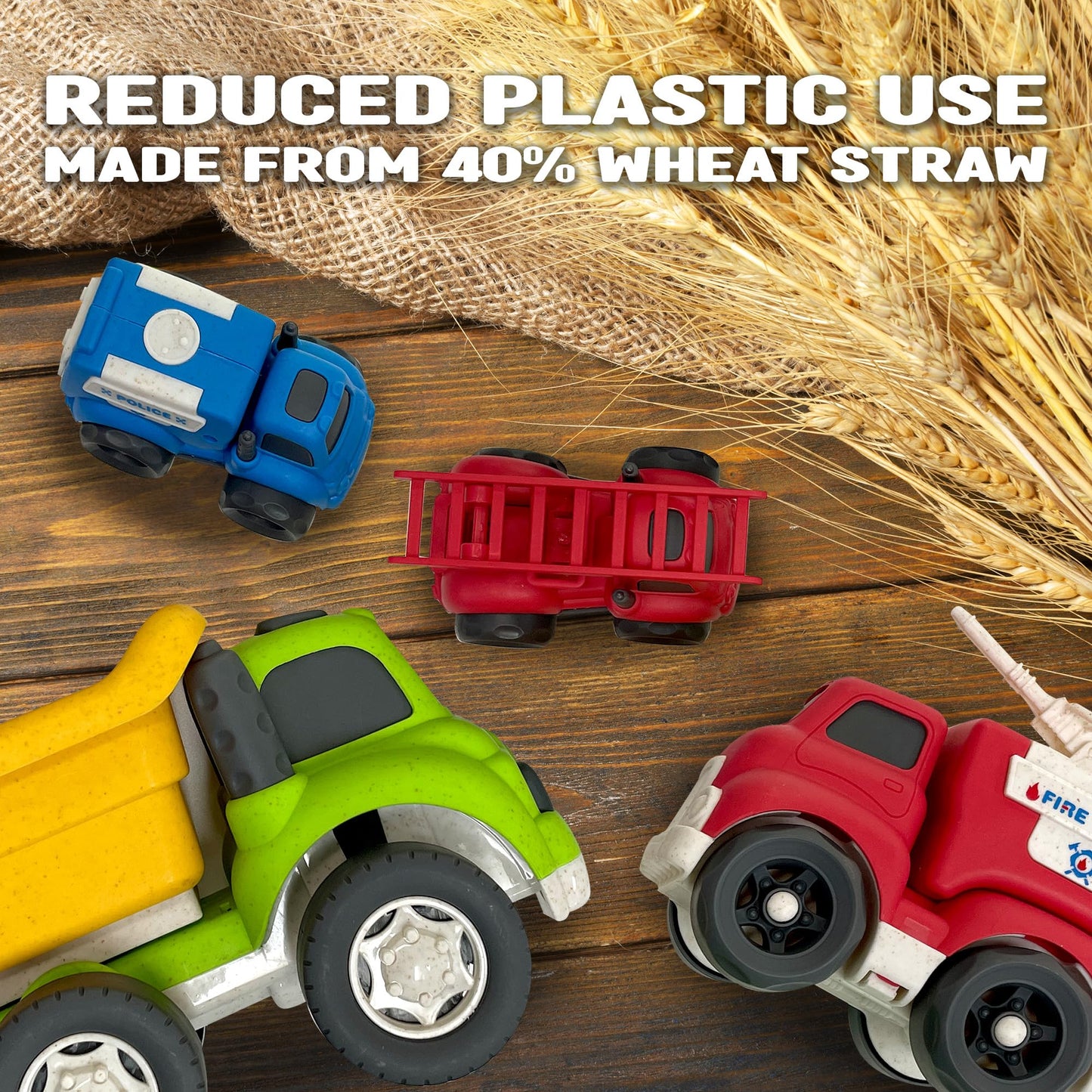Zing Plantastic City Vehicles - Single Pack (Medium Size) - Dump Truck - Made from 40% Wheat Straw Material - Pretend Play Toy f