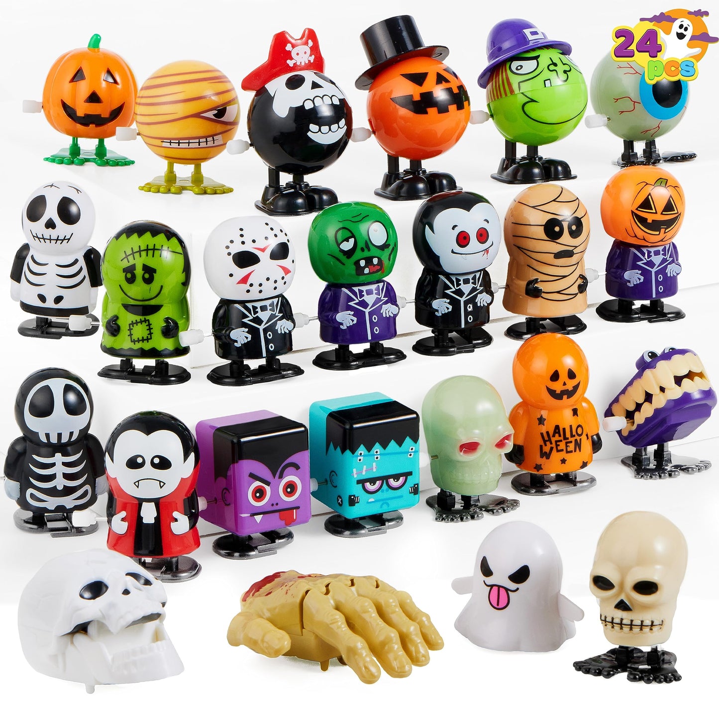 JOYIN 24 PCS Halloween Wind Up Toys for Kids Gifts  Wind Up Toys Bulk for Halloween Party Favors Goodie Bag Fillers  Student School Classroom Favors  Carnival Game Prizes