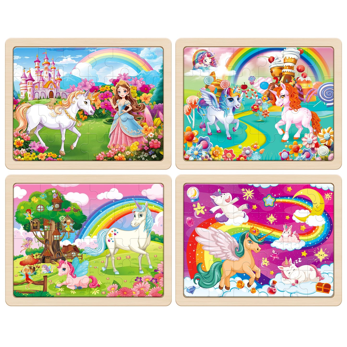 Synarry Large Unicorn Princess Fairy Wooden Puzzles For Girls Gift Box(12.2*9.4 In) - Fsc Certified, 24 Pcs Puzzles For Kids Ages 4-6, Puzzles For Toddlers 3-5, Unicorn Toys Gifts For 3 4 5 Year Old
