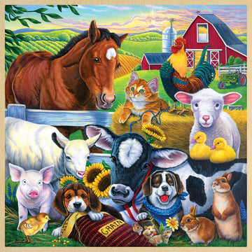 Masterpieces 48 Piece Fun Facts Jigsaw Puzzle For Kids - Farm Friends Wood Puzzle - 12'X12'