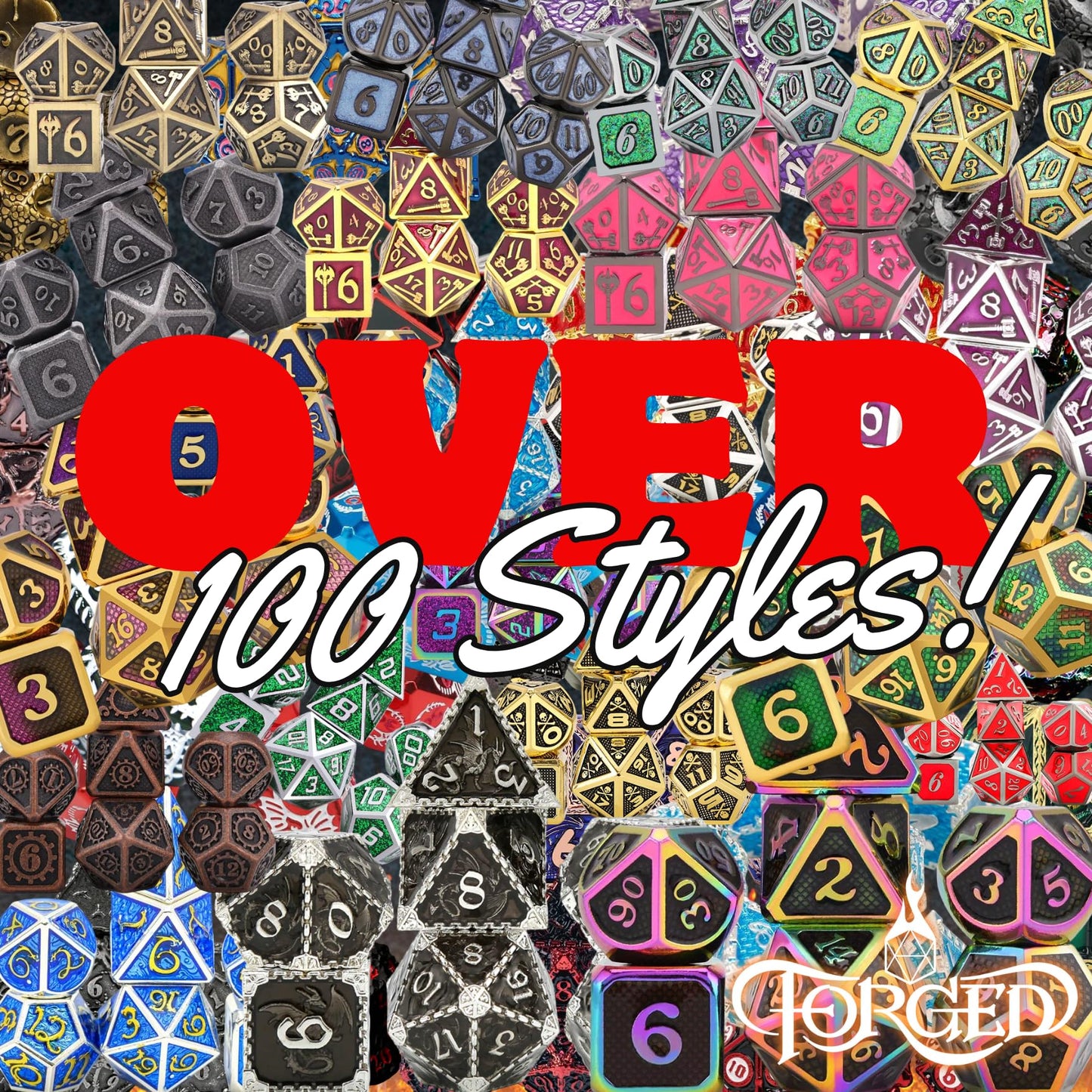 Forged Dice Co. Mystery Dice Bag DND Dice Set Blind Surprise Bag - Contains 1 Complete Set of 7 Metal Dice D4, D6, D8, D10, D12,