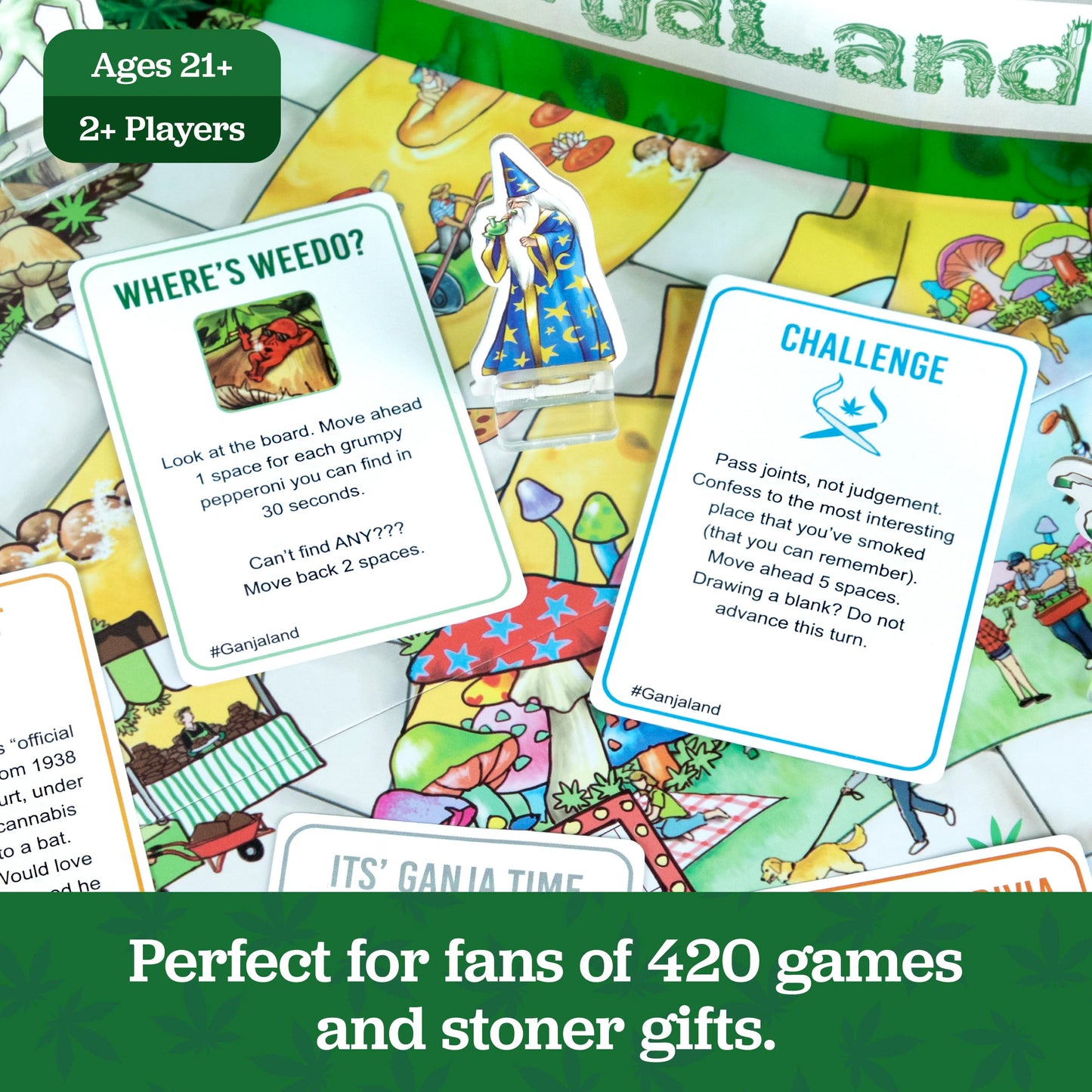 WHAT DO YOU MEME? Ganjaland Weed Board Game - Epic Adventure for Adults, Paper, White, Model LT-BDGM-GJLD