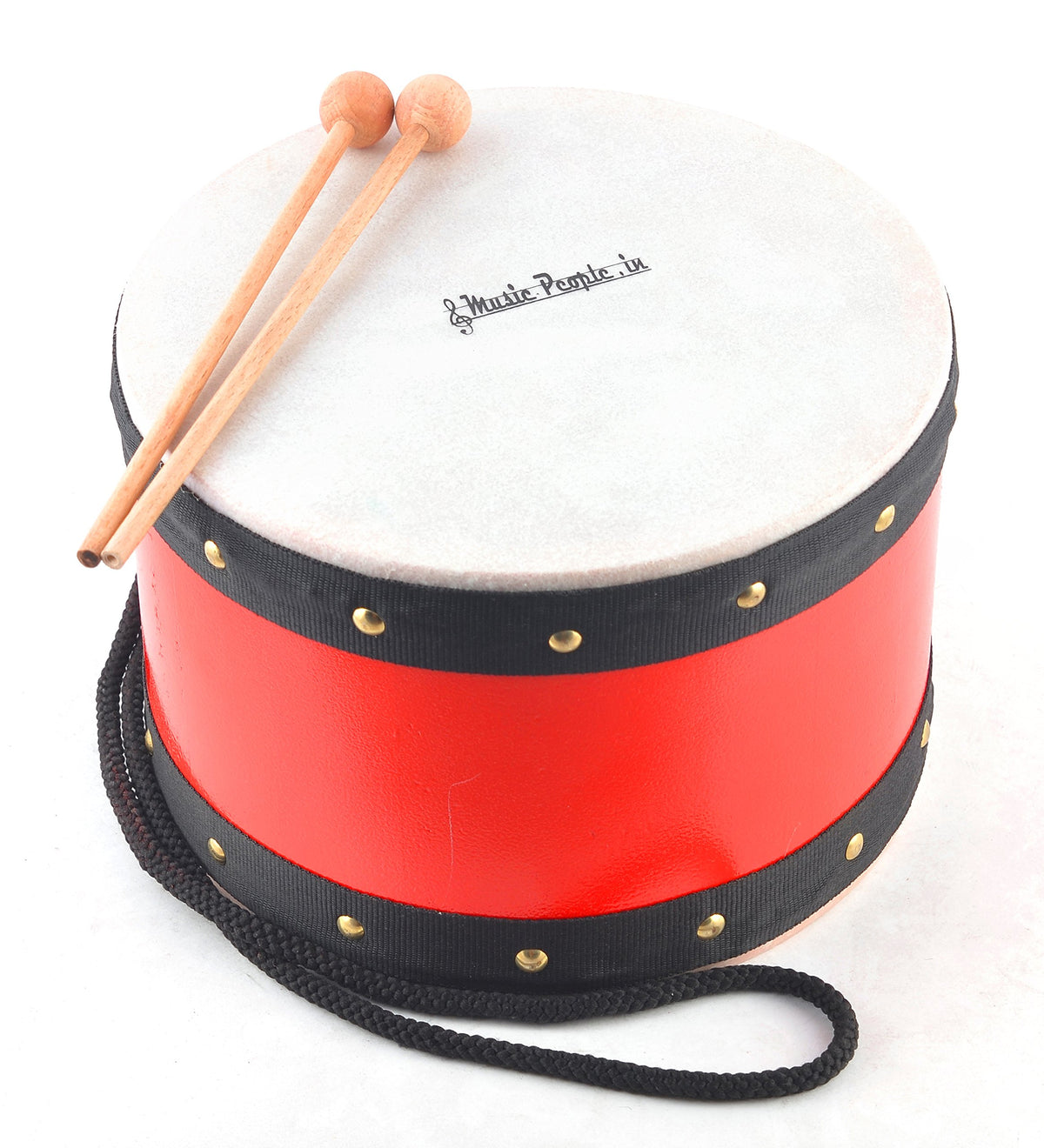 Music People Kids Big Play Drum With Sticks (Full Wooden) (Red)