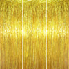 Voircoloria 3 Pack 3.3 x 6.6 ft Gold Foil Fringe Backdrop Curtains, Tinsel Streamers Party Decorations, Fringe Backdrop for Birt