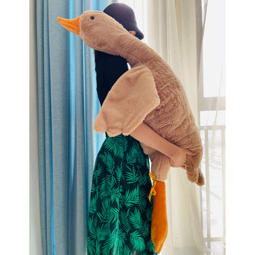 Tanha Goose Plush, Soft Large Goose Stuffed Animal, Cute Stuffed Goose, Brown Duck Plush Gift For Girlfriend, Kids Or Best Friend(51Inch, 130Cm)