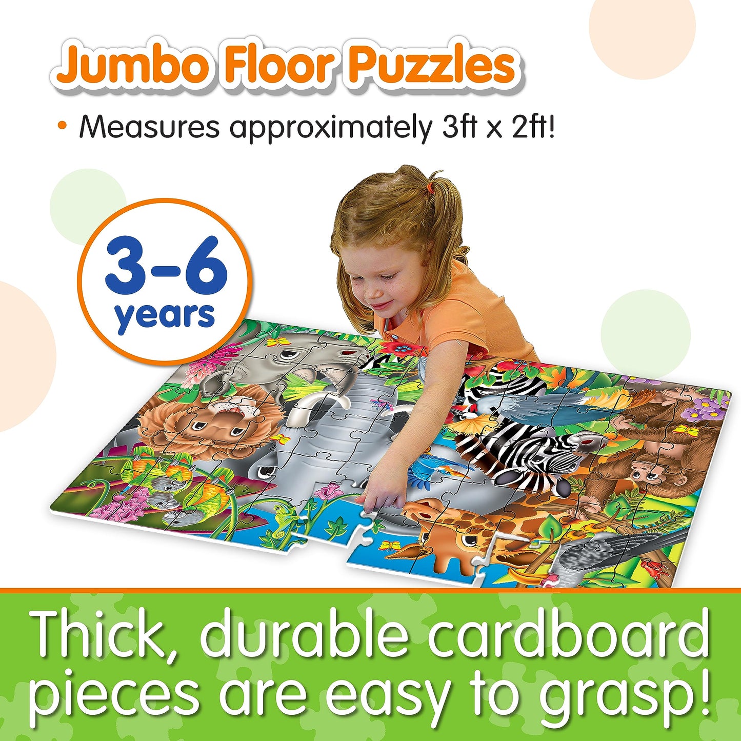 The Learning Journey: Jumbo Floor Puzzles - Animals Of The World - Kids Puzzles, Kids Floor Puzzles For Kids Ages 4-8, Animal Puzzle, Award Winning Educational Toys