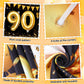 Black Gold 90Th Birthday Decorations For Men Women, Black And Gold Birthday Yard Banner Sign And 18 Pcs 90Th Happy Birthday Balloons For 90Th Anniversary Birthday Party Supplies Outdoor Yard Decor