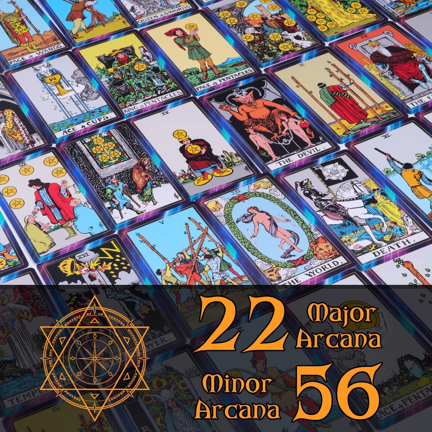 Yixangdd Tarot Cards With Guide Book 18 Pcs Include 1 Deck Of 78 Cards ?6 Mini Crystal Jars,7 Chakra Stones,1 Spirit Pendulum,1 Cloth ,1Goddess Of Earth Pendulum Mat,1 Velvet Bag