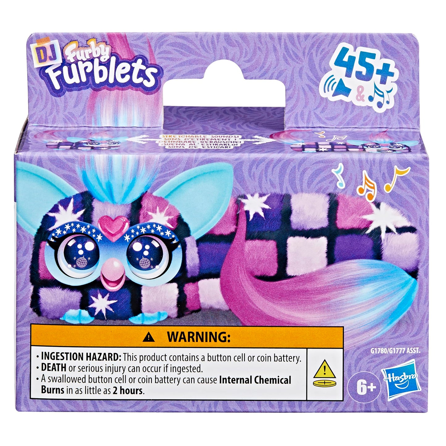 FURBY DJ Furblets Dis-Co-Dazz Mini Electronic Plush Toy with Funny Stretchable Sound Effects & Music, Speaks Furbish, Pink, Purp