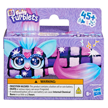 FURBY DJ Furblets Dis-Co-Dazz Mini Electronic Plush Toy with Funny Stretchable Sound Effects & Music, Speaks Furbish, Pink, Purp