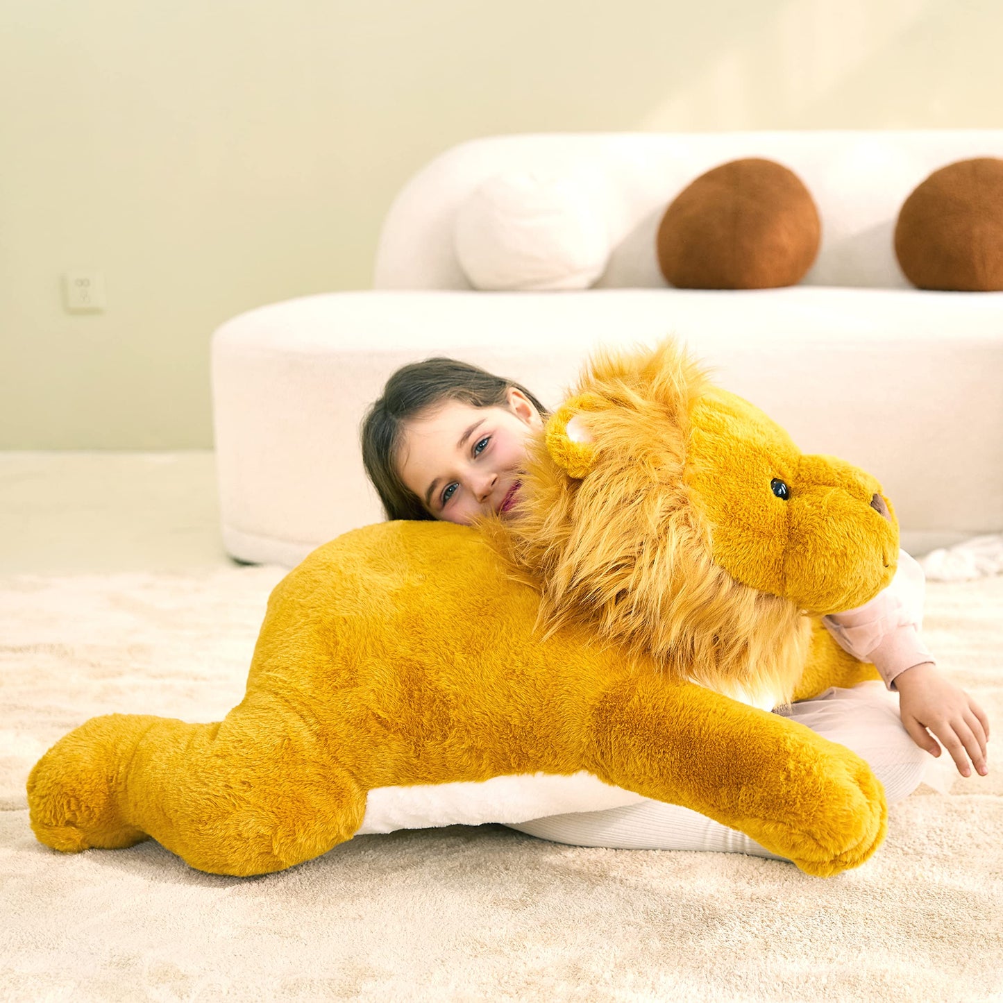 Ikasa Large Lion Stuffed Animal Plush Toy,30' Giant Lions Cute Jumbo Soft Toys,Huge Big Size Plushy Fluffy Fat Oversized Plushie,Gifts For Kids Girls