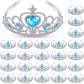 Zhanmai 24 Pcs Princess Crown Set Girl Plastic Tiara Dress up Costume Valentine Day Rhinestone Tiara Birthday Favor(Blue)