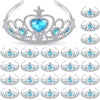 Zhanmai 24 Pcs Princess Crown Set Girl Plastic Tiara Dress up Costume Valentine Day Rhinestone Tiara Birthday Favor(Blue)