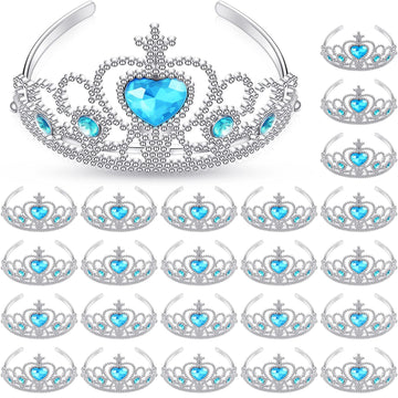 Zhanmai 24 Pcs Princess Crown Set Girl Plastic Tiara Dress up Costume Valentine Day Rhinestone Tiara Birthday Favor(Blue)