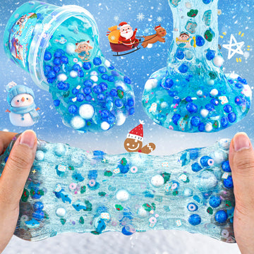 Lawoho Sheep Clear Slime 300Ml, Blue Slime Kit For Girls Ages 8-12 With 11 Packs Slime Add-Ins, Slime For Kids Party Favors, Non Stick Clear Slime For Kids Birthday Halloween Christmas Easter Gifts