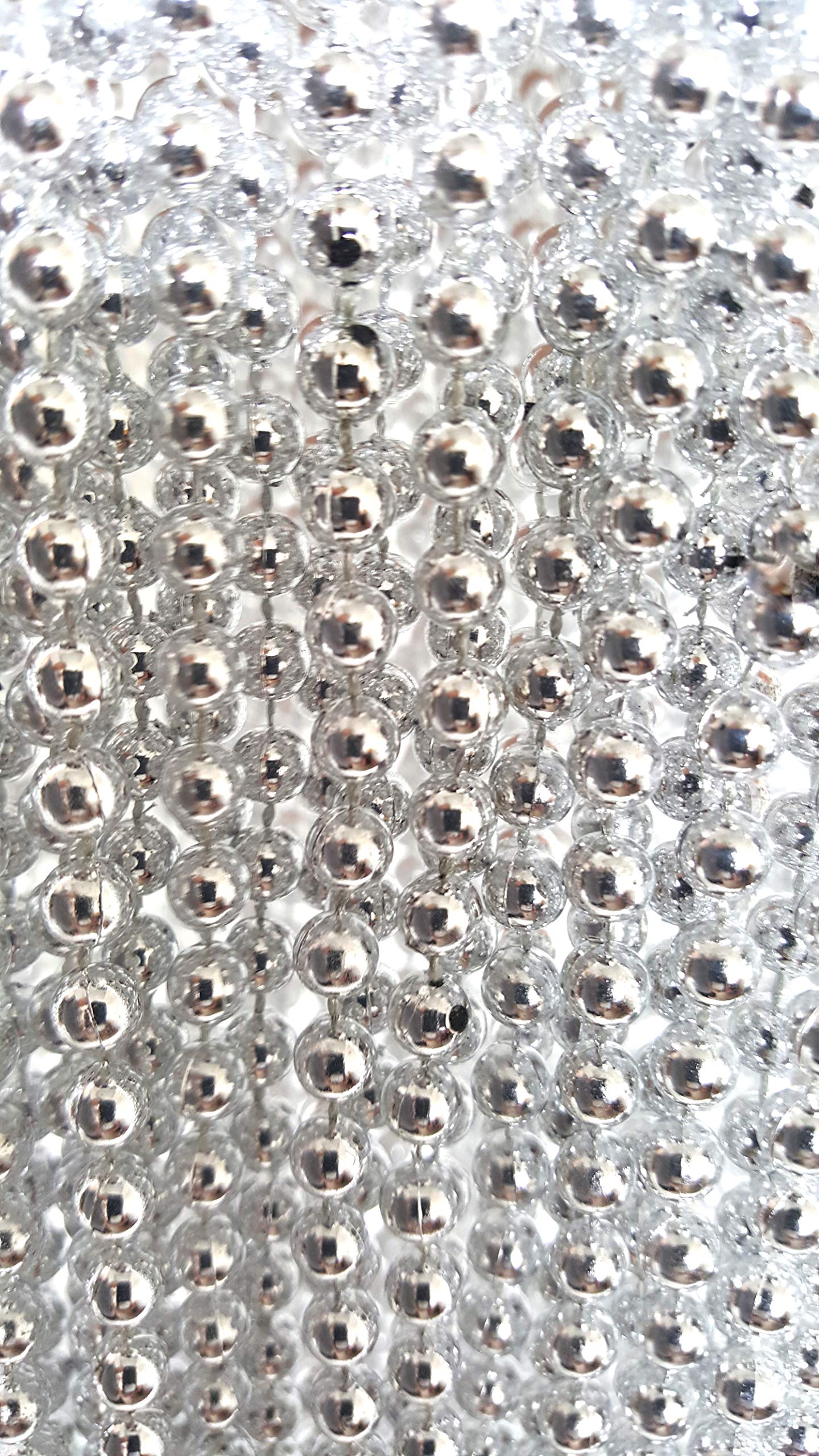 Dondor Enterprises Festive Metallic Beaded Necklaces (72 Pack, SILVER)