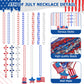 EOBOH 4th of July Necklace Accessories, 24PCS Independence Day Beads Necklaces Bulk, 15 Kinds Fourth of July Red Blue White Star