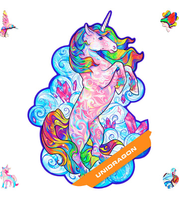 Unidragon Original Wooden Jigsaw Puzzles - Inspiring Unicorn, 700 Pcs, Royal Size 17.7'X23.6', Beautiful Gift Package, Unique Shape Best Gift For Adults And Kids