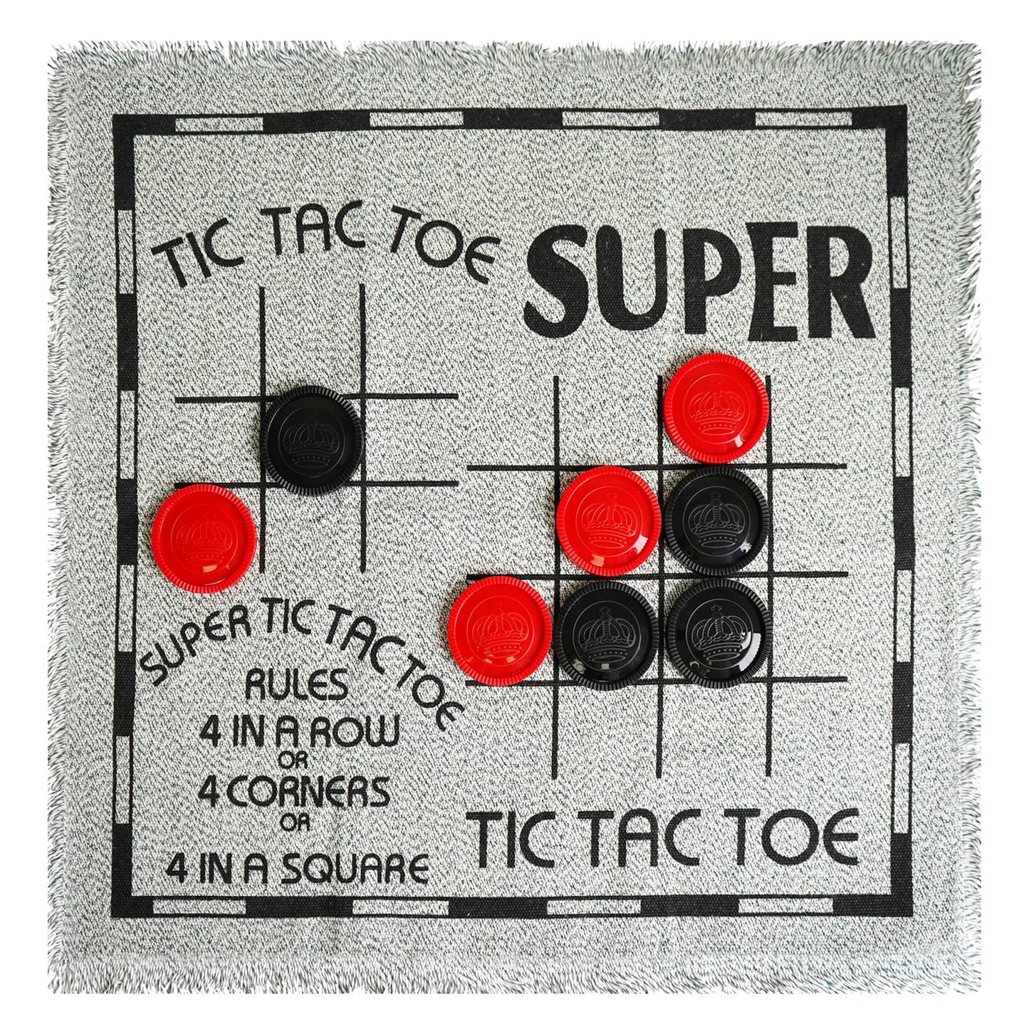 SEETOOOGAMES Giant Checkers Board Game - 3 in 1 Reversible Rug - Grey - 26x26 inches - Indoor/Outdoor Fun for Kids and Family