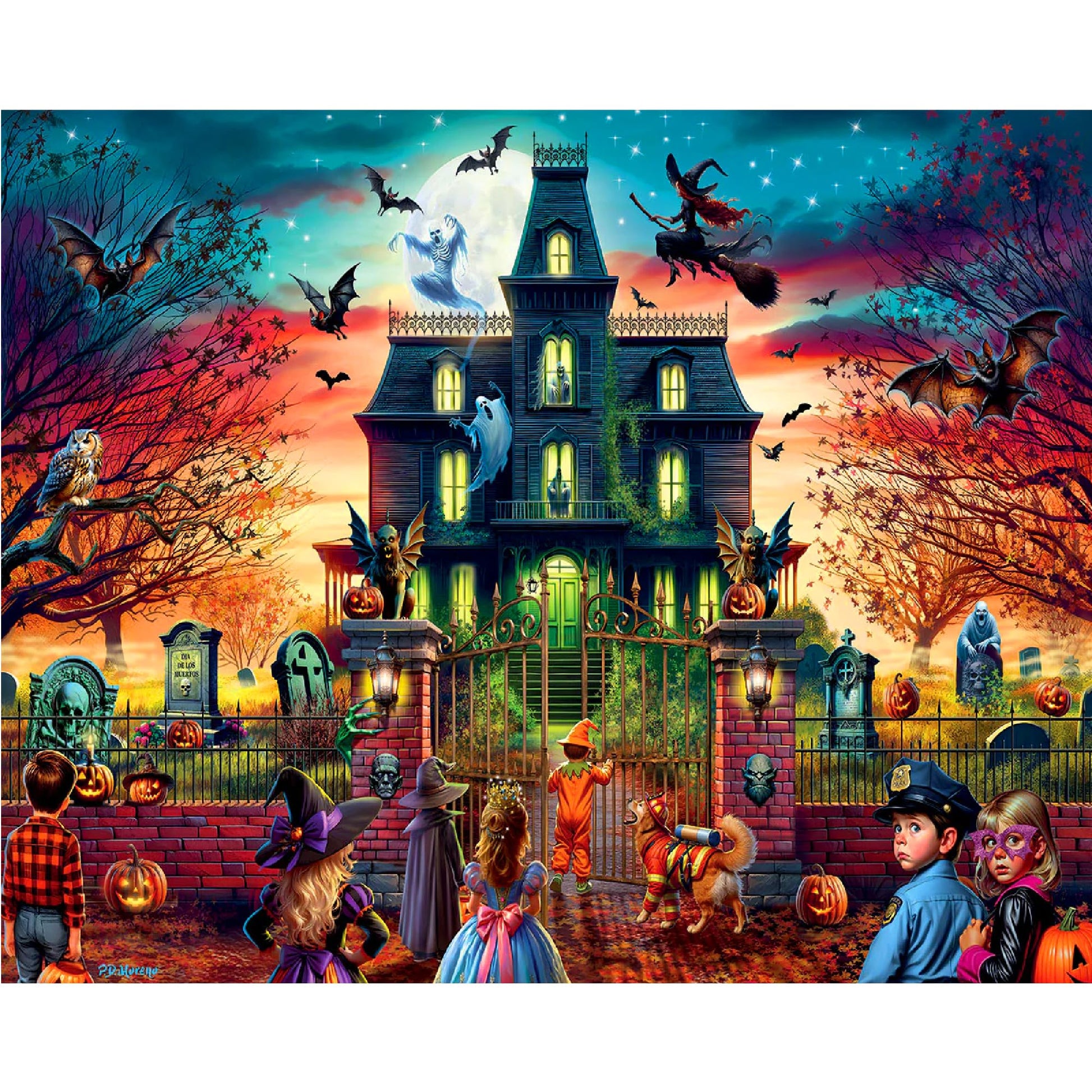 White Mountain 1000 Piece Halloween Puzzle Vintage Fall Jigsaw Puzzles for Family and Adults - Fright House