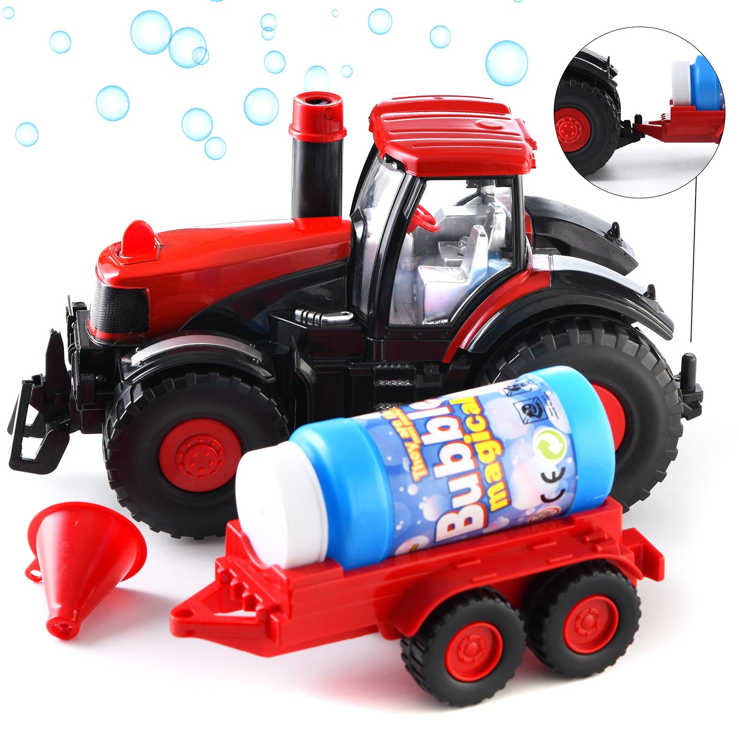 Prextex Bump & Go Bubble Blowing Farm Tractor Toy Truck with Lights, Sounds, and Action for Toddlers - Bubble Solution Included 
