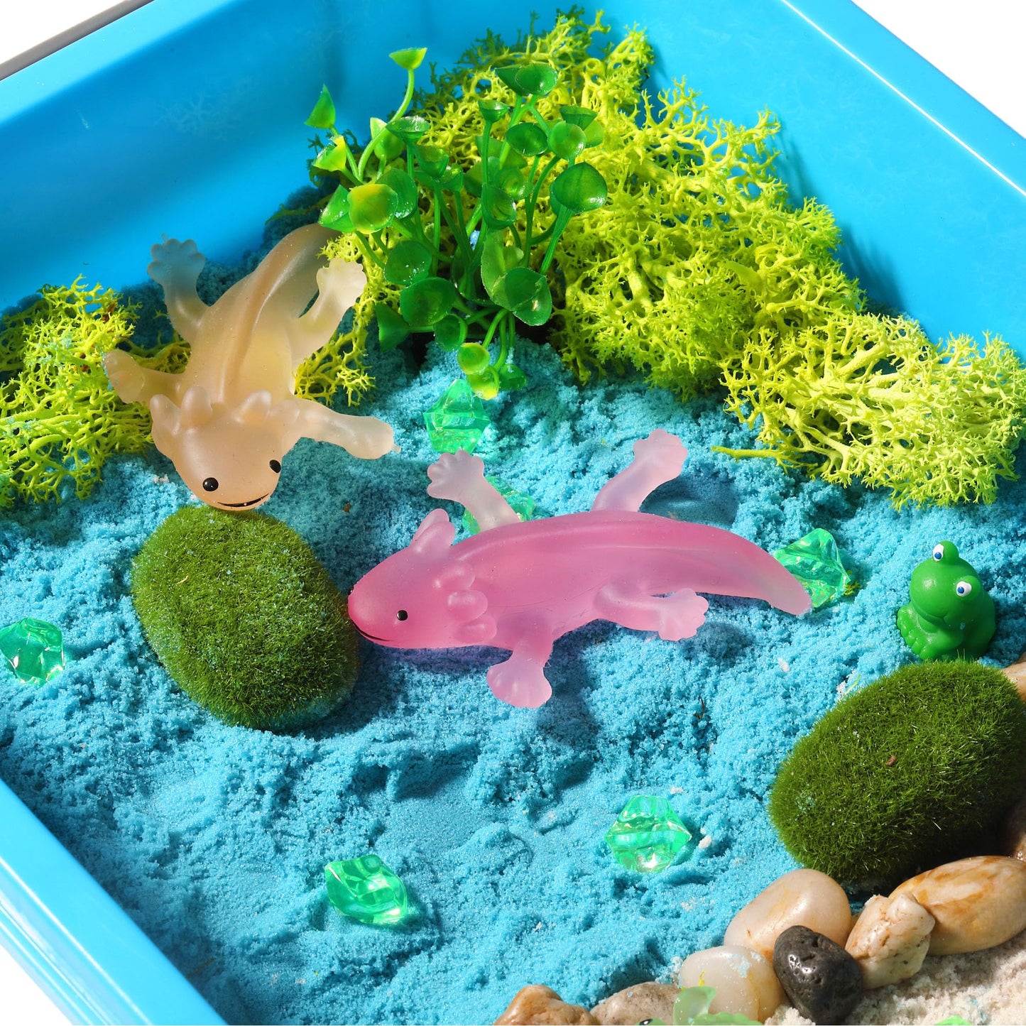 AGENTLAN Axolotl Sensory Bin - Play Sand Toys for Toddlers, 8.3x13.1 inches, Safe Plastic, Ideal Gift for Ages 3-8