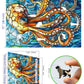 Blueforest 500 Piece Stained Glass Octopus Jigsaw Puzzle, 23" x 15", Cardboard, Blue-500 Piece, Ocean Art for Adults and Family Fun