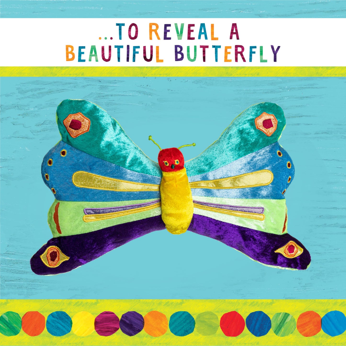 KIDS PREFERRED World of Eric Carle, The Very Hungry Caterpillar Butterfly Reversible Stuffed Animal Plush Toy, 16,Green