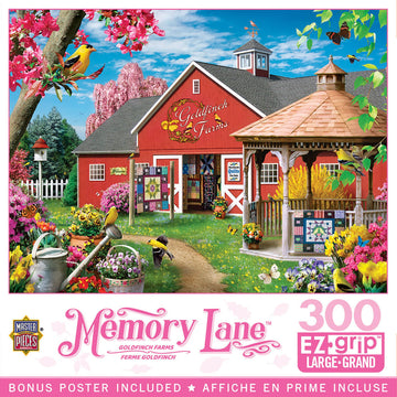 MasterPieces - 300 Piece Jigsaw Puzzle  Large EZ Grip  Goldfinch Farms  mature-themed & Family Fun  Non-Glare  18x24  Puzzles 300 Pieces for mature-themeds