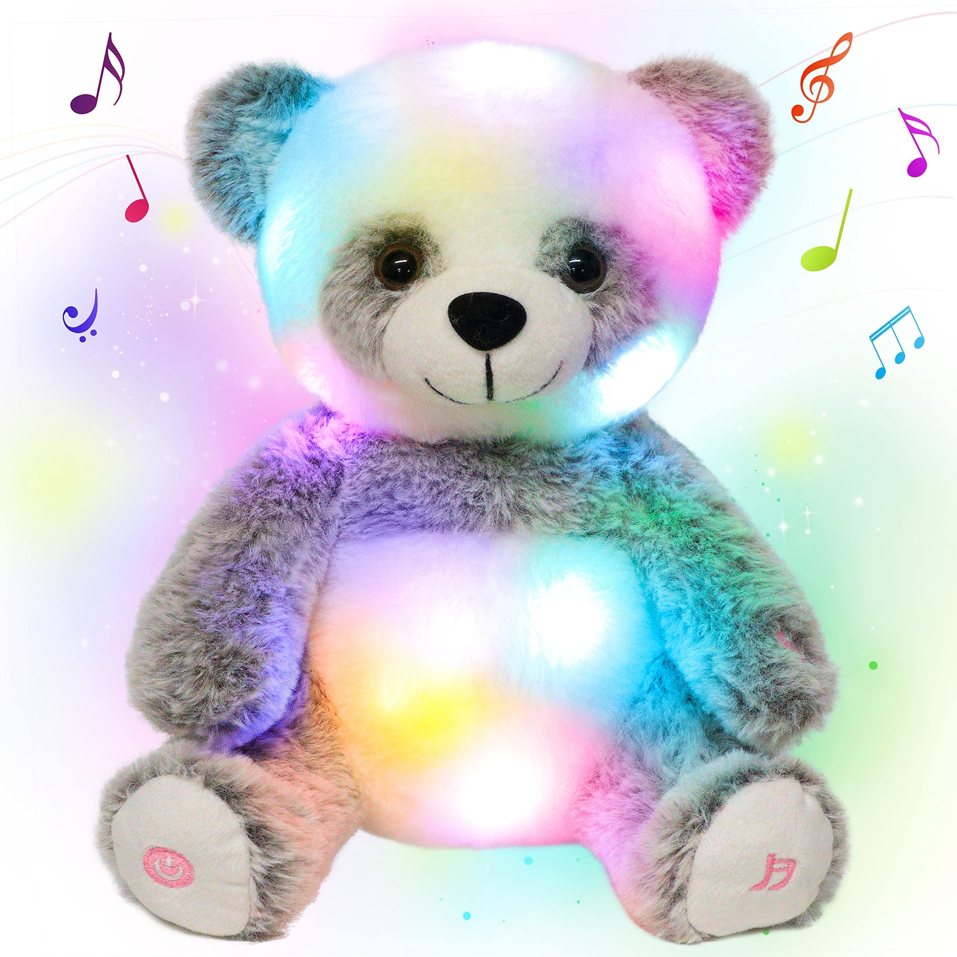Cuteoy Led Musical Panda Light-Up Stuffed Animal Singing Glowing Plush Adjustable Volume Lullaby Toy Gifts For Kids Toddler Girls Birthday Christmas Plushies, 13'
