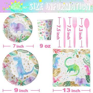 Girls Dinosaur Birthday Party Favors, Pink Dino Party, Girls Dinosaur Theme Birthday Party Supplies (Dinosaur Tableware)