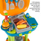 BBQ Grill Toy Set - Interactive Play Kitchen Set with Lights and Sounds, Wheels, Toy Food, and Cooking Accessories by Hey! Play!