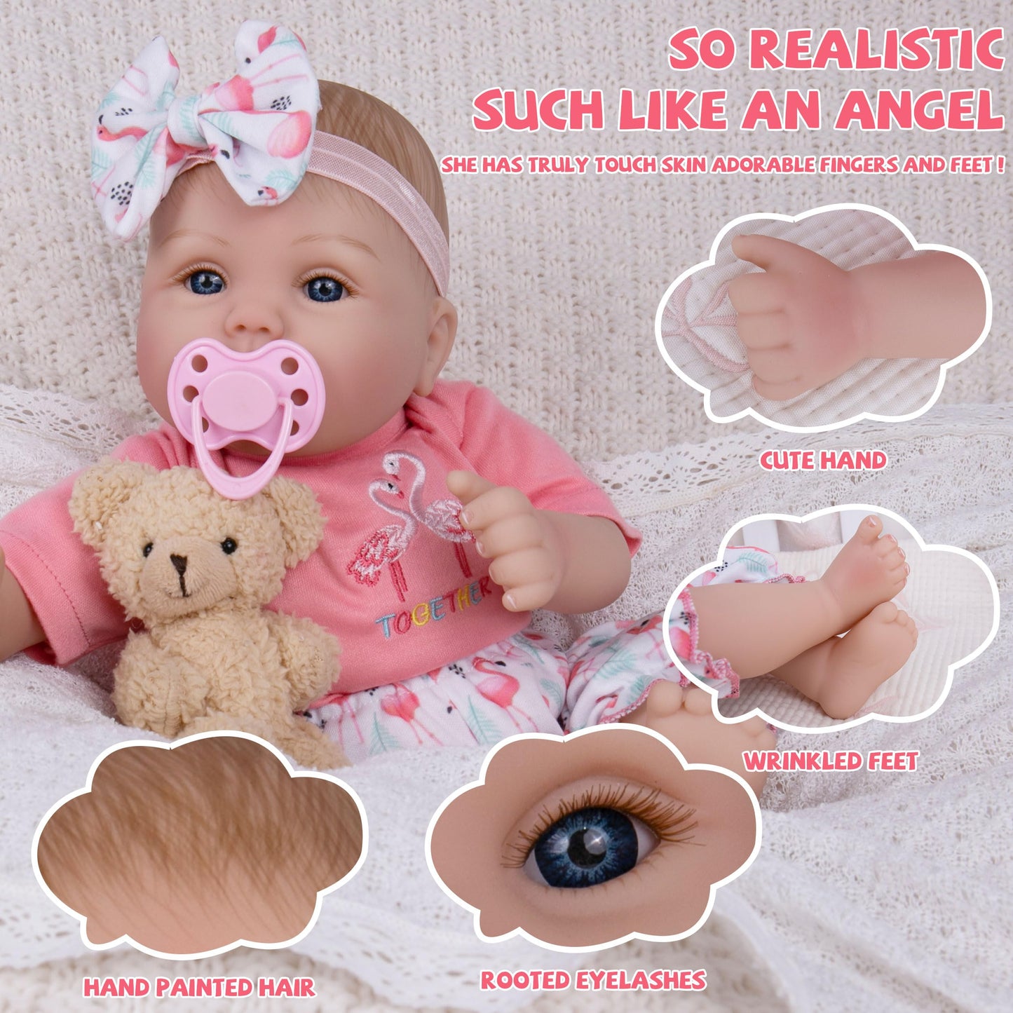 Milidool Realistic Reborn Baby Dolls Girl - Realistic Baby Dolls Girl Real Looking 18 inch Doll with Soft Poseable Body, Lifelik
