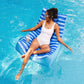 Big Joe Captain'S Float No Inflation Needed Pool Lounger, Ripple Blue Double Sided Mesh, Quick Draining Fabric, 3 Feet