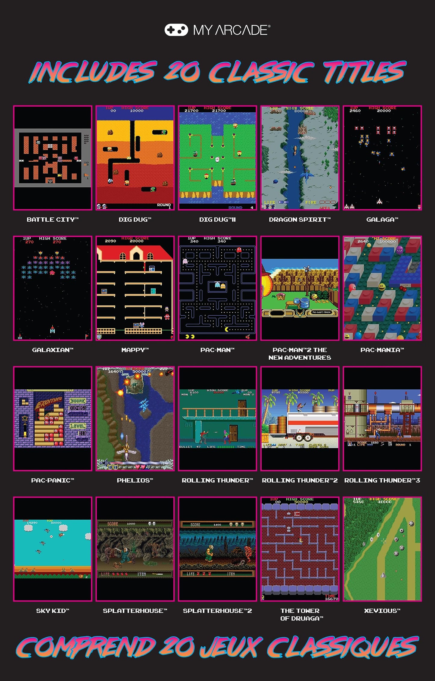 My Arcade Mini Player 10 Inch Arcade Machine: 20 Built In Games, Fully Playable, Pac-Man, Galaga, Mappy And More, 4.25 Inch Colo