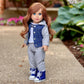 Tomboy - 4 Piece 18 Inch Doll Outfit - Jeans Jacket, Grey Sweatpants, T-Shirt Boots. ( Dolls Not Included)