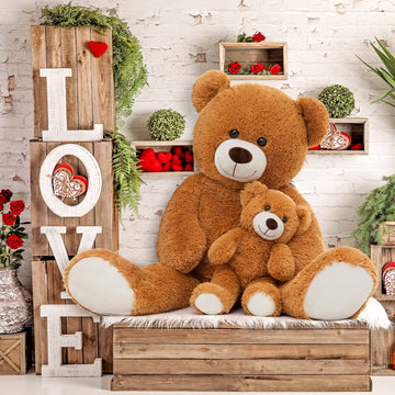 Morismos Giant Teddy Bear Stuffed Animals, Soft Big Mommy And Baby Bear Plush, Large Brown Bear For Boys On Baby Shower Valentine Christmas, 39 Inch