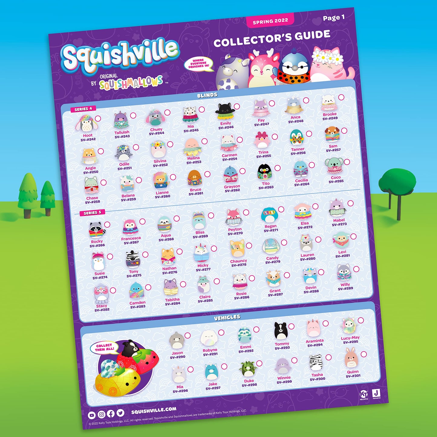 Squishville by Original Squishmallows Summer Squad - 2-Inch Anastasia, Aziza, Brenda, Suneetha, Carlito, & Carlos Plush - Toys f