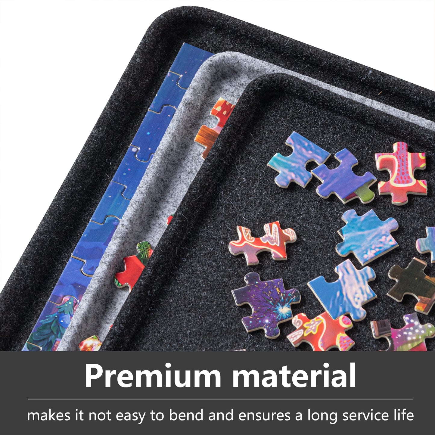 LAVIEVERT Jigsaw Puzzle Board - Portable Felt Mat with 6 Sorting Trays, Non-Slip Surface, 29.92 x 20.08 inches, Black, for Up to