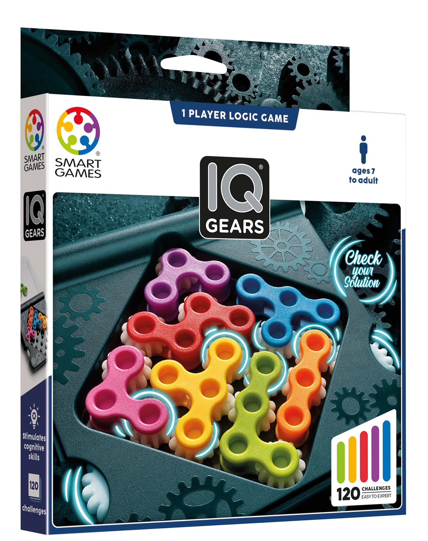 Smartgames Iq Gears Travel-Friendly Dynamic Logic Game Featuring 120 Challenges For Ages 7 - Adult
