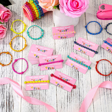 Junkin 60 Sets Valentine Knot Bracelets with Cards Our Class Will Knot Be The Same Without You Classroom Valentines Exchange Gif