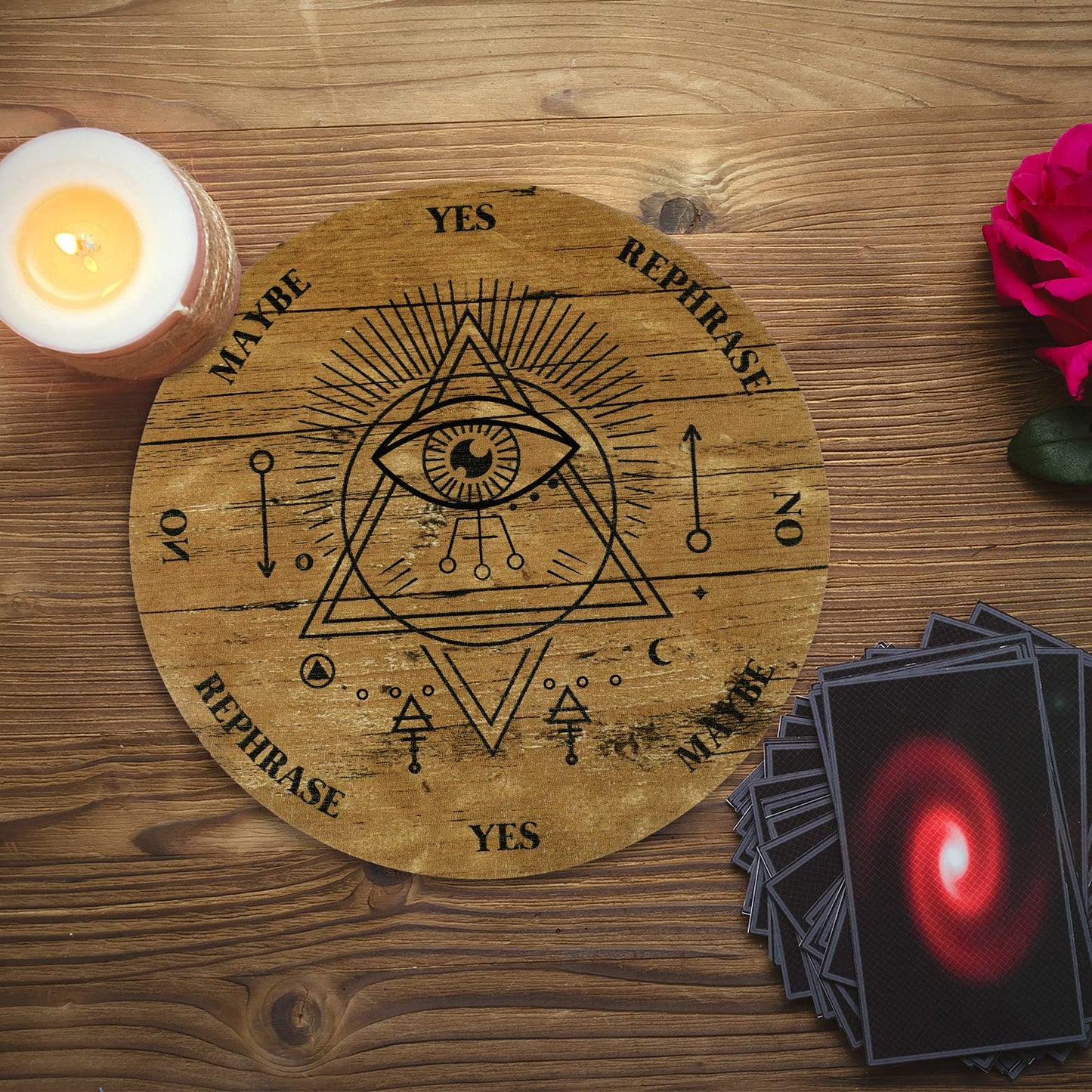 Jetec Wooden Pendulum Board Dowsing Divination Pendulum Witchcraft Altar Supplies With Crystal Necklace And Metaphysical Message Board Kit, 3.9 Inch(Wood Color)