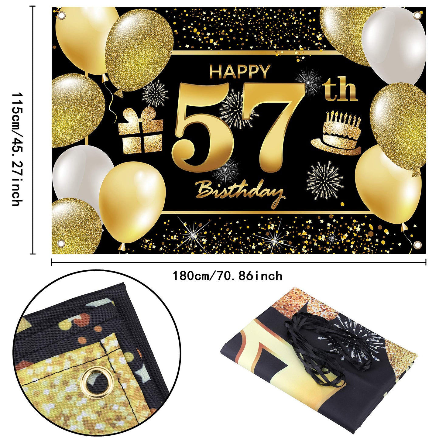 57Th Happy Birthday Banner Birthday Decorations For Men Birthday Party Decorations Birthday Backdrop