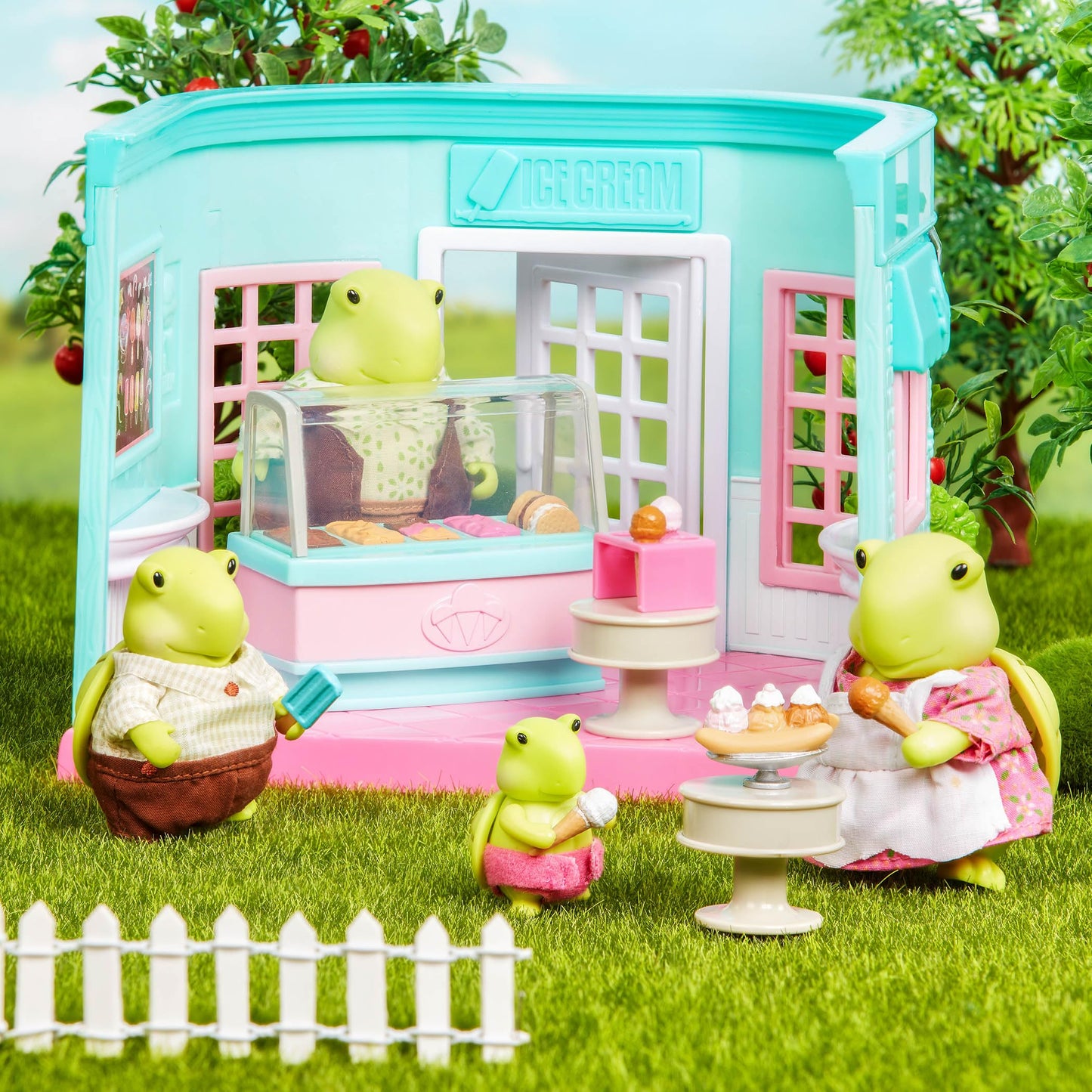 Li'l Woodzeez Ice Cream Shop Playset - Multicolor Dollhouse with Accessories, Model WZ6627Z, for Kids Age 3+