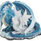 Stealstreet Ss-G-71533 Light Blue Dragon Mom With White Baby Statue Figurine, 7'