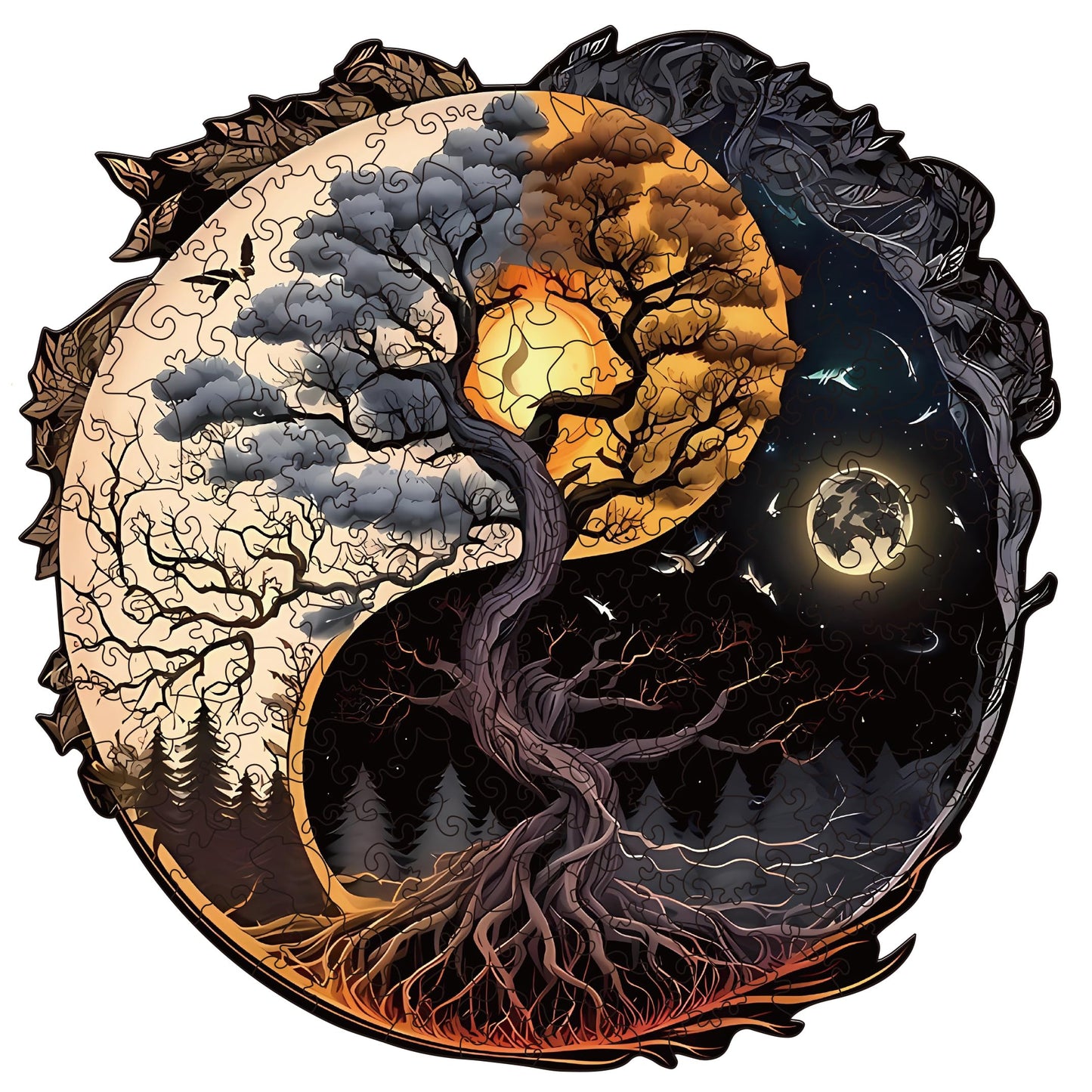 Wooden Puzzles for mature-themeds  Tree of Life Wood Puzzles 200 Pieces  Irregular Animal Shaped Unique Wooden Jigsaw Puzzles  Creative Ghristmas Gift for Teenagers and mature-themeds