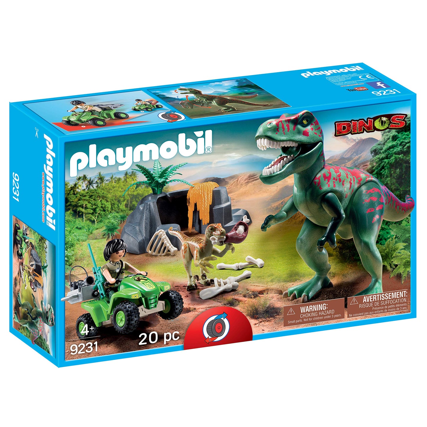 Playmobil Explorer Quad with T-Rex | Small Multicolor Plastic Model 10740